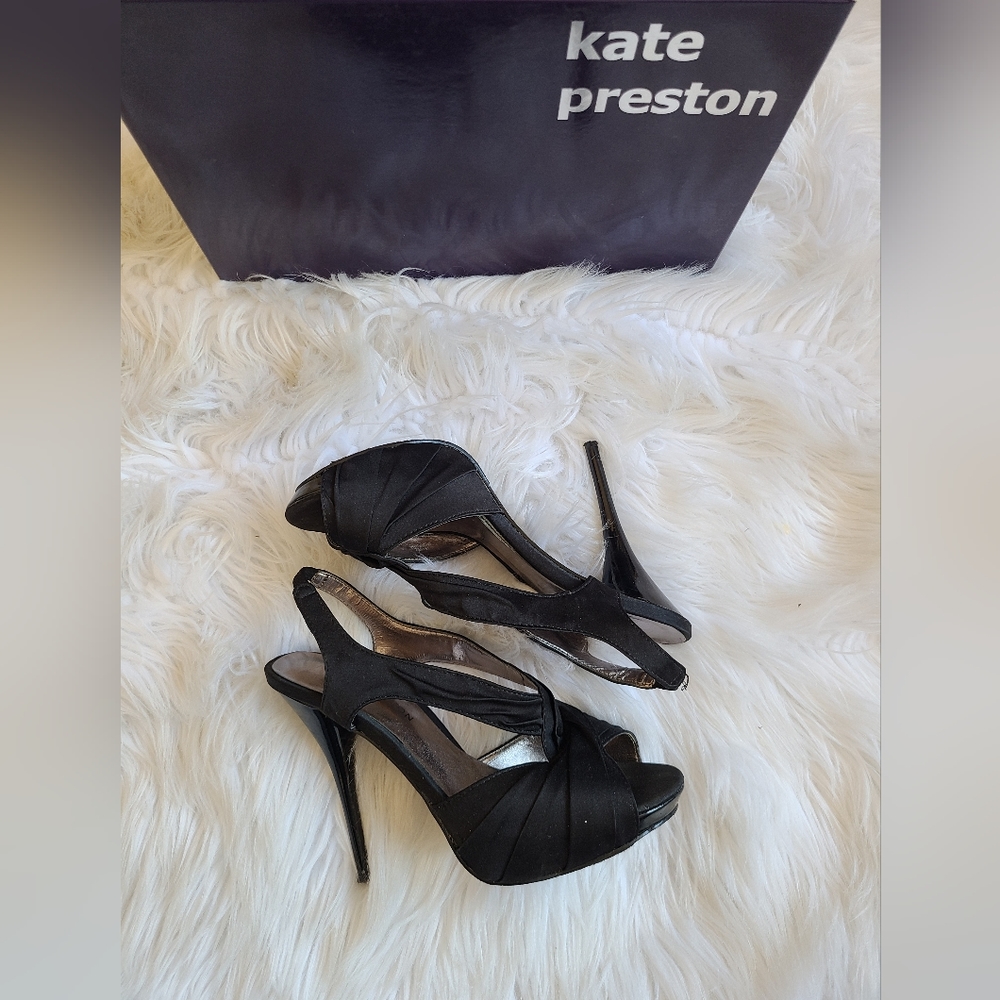 Kate Preston Black Slingback Heels